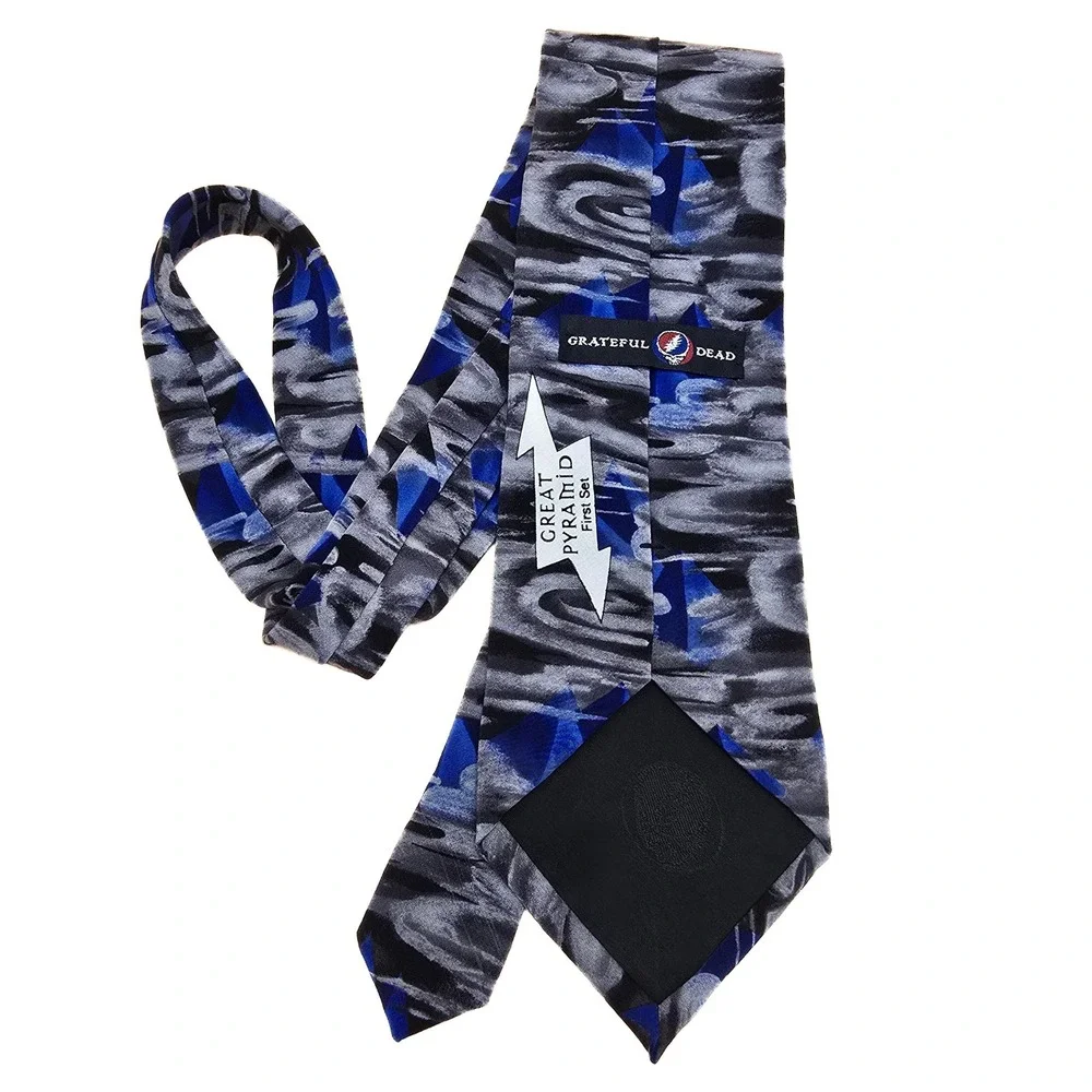 Grateful Dead Great Pyramid First Set Silk Necktie‎ Blue Grey Abstract Vintage